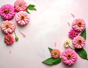 Delicate pink flowers arranged in a frame