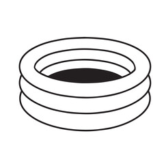 Vector drawing of a kids’ plastic pool in black and white, outlined boldly, emphasizing fun, simplicity, and engaging summer or outdoor design concepts.