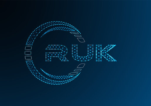 RUK low poly letter logo vector design. RUK lower poly logo design. Low poly logo.