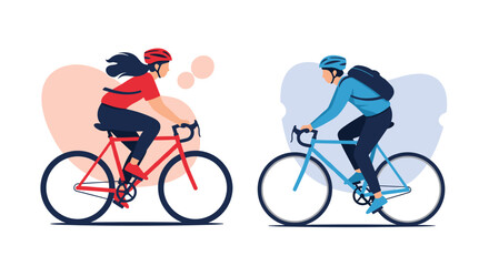 Obraz premium Two individuals enjoying a cycling journey on their bicycles during a pleasant day.