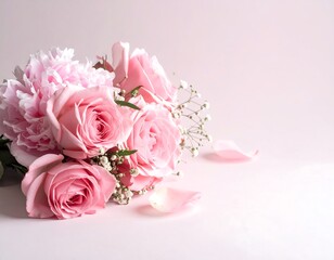 Delicate pink roses and carnations