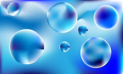 abstract blue background bubbles and water