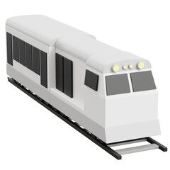 Simple Low Poly White Train Isolated Transportation Public Transit Illustration