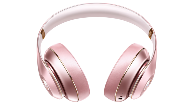 Modern wireless headphones for music listening isolated on white background
