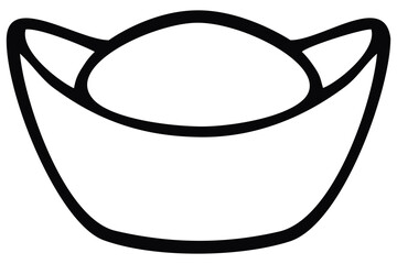 Chinese sycee gold ingot lineart. Editable color vector