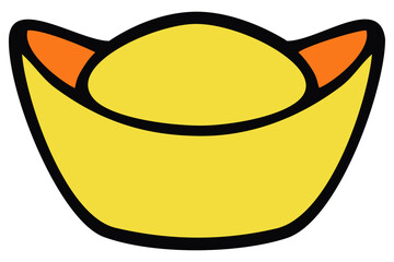 Chinese sycee gold ingot base illustration. Editable color vector