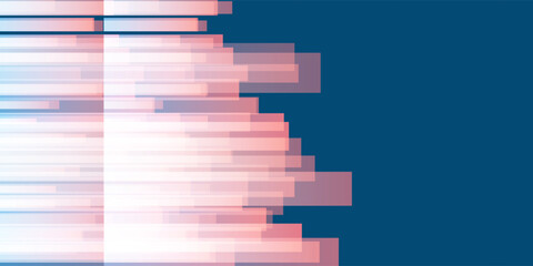 Abstract vector background with horizontal layers of gradient rectangle shapes, thick lines in soft peach, pink and blue tones. Modern geometric design for digital, decorative and creative use.