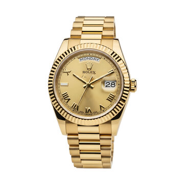 Golden Rolex watch isolated on white