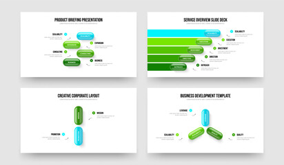 Financial Analysis 4 5 2 3 Option Infographic Slideshow Template Bundle. Sales Development Four Five Two Three Step Diagram Slide Design Vector Illustration Collection.