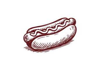 Hotdog hand drawn sketch vector illustration