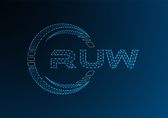Naklejka premium RUW low poly letter logo vector design. RUW lower poly logo design. Low poly logo.