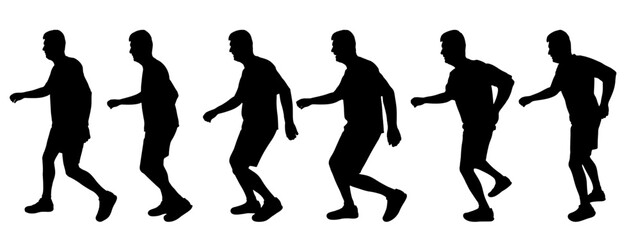 Silhouette of male athlete running, set. Vector illustration