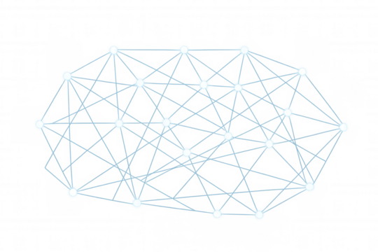 Abstract network grid connecting dots, digital communication, global data exchange, and artificial intelligence concept