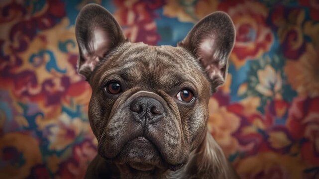 Brindle french bulldog dog portrait