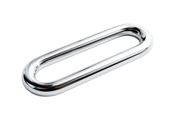 Elegant chrome oval handle against a transparent background for design and abstract concepts