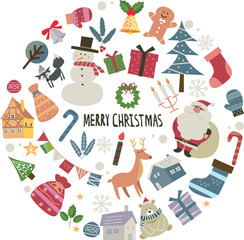 可愛い手書き風クリスマスイラスト素材