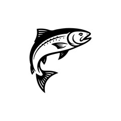 Fototapeta premium Illustration of a salmon isolated on white background. Design element for emblem, sign, poster, badge. Vector illustration