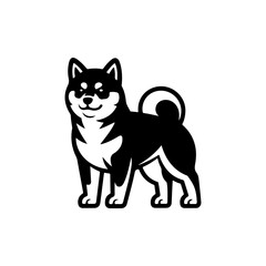 Illustration of a husky dog isolated on white background. Design element for emblem, sign, poster, badge. Vector illustration