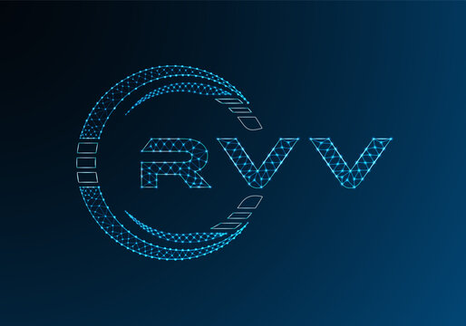 RVV low poly letter logo vector design. RVV lower poly logo design. Low poly logo.