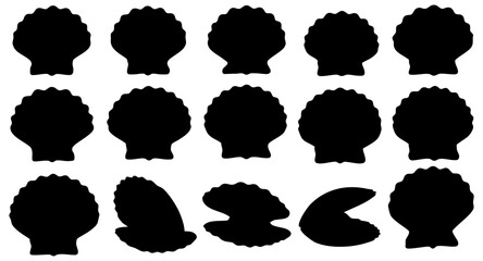 Minimalist Silhouette Seashell Mollusk Shape Pattern Graphic Resource Set