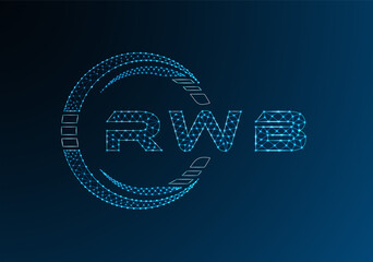 RWB low poly letter logo vector design. RWB lower poly logo design. Low poly logo.