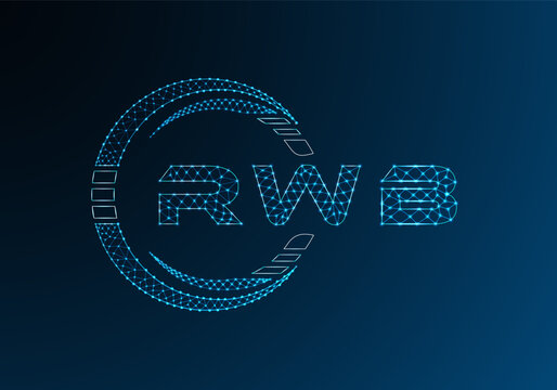 RWB low poly letter logo vector design. RWB lower poly logo design. Low poly logo.