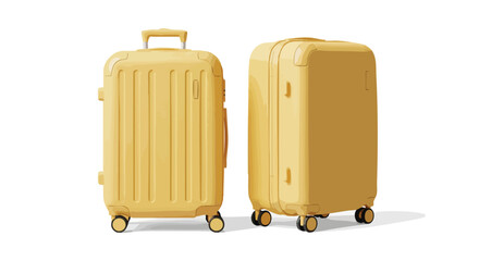 Two yellow hard-shell rolling suitcases shown from the front and back, isolated on a clean white background.