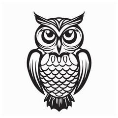 Owl Mascot Vector Art with Sharp Eyes and Fierce Look on white background