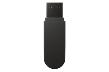 3d usb flash drive icon. technology gadget concept. Minimal cartoon black thumb drive memory stick front view for data storage and backup isolated on white background. 3d render.