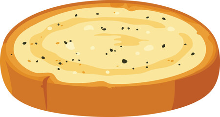 A slice of toasted bread topped with garlic butter and pepper.