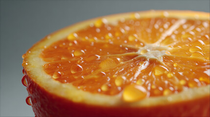 Close up of fresh orange slices with water droplets