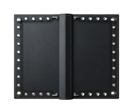 Black leather book/binder with studded edges