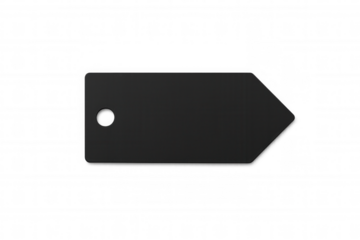 Blank black tag creating space for custom text or logo, promoting sales, marketing, and branding on transparent background