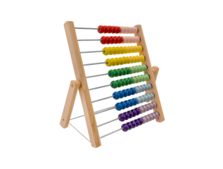 Side view abacus with colorful beads isolated