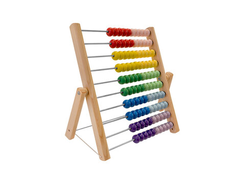 Side view abacus with colorful beads isolated
