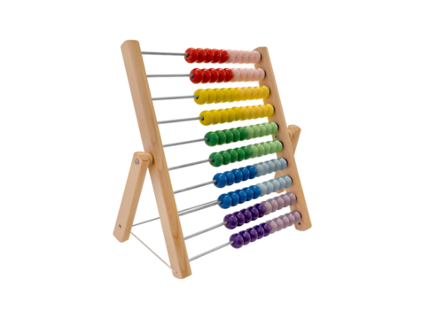 Side view abacus with colorful beads isolated