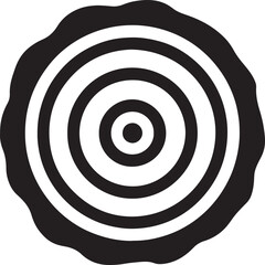 Silhouette tree cross-section glyph icon for forestry, lumber, nature, and wood design projects.