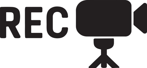 Silhouette video recording icon for media, camera, film, streaming, content, and production.