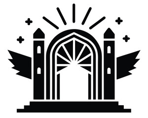 heaven gate vector Illustration on black color and white background