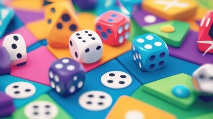 Board Game Theme Retirement Banner - playful graphics, dice and board pieces, fun farewell