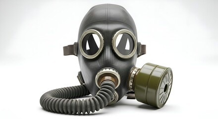 A single gas mask, isolated on a white background