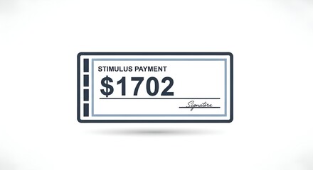 A simple icon-style $1702 stimulus check illustration, centered on a clean background
