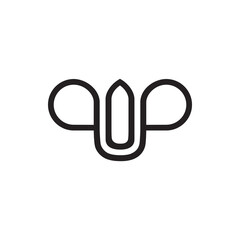 Monogram of the letter U and balloon. Abstract, outline and elegant.