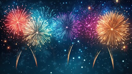 Retirement Banner with Fireworks Celebration - night sky bursting with colors, festive