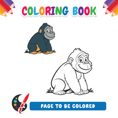 Coloring book for kids, chimpanzee vector