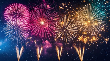 Retirement Banner with Fireworks Celebration - night sky bursting with colors, festive