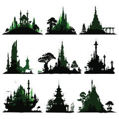 Emerald city silhouette collection black and white