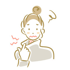 A woman suffering from itching caused by knitwear - A soft and stylish line drawing