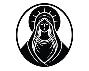 marian painting vector Illustration on black color and white background