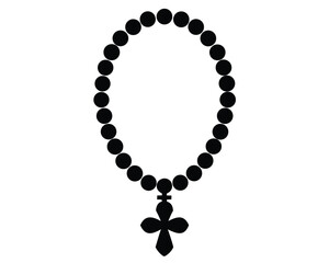 marian rosary vector Illustration on black color and white background